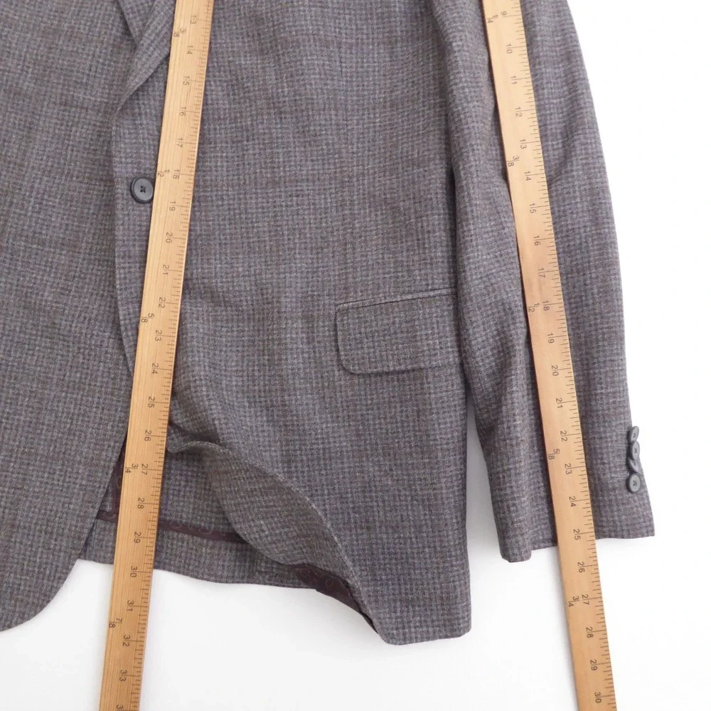 Joseph Abboud Mens Blazer Coat Brown Plaid Modern Fit Wool Heritage 48 Regular